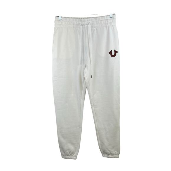 True Religion Winter White Collegiate Boyfriend Jogger Sweatpants Medium NWT - Picture 3 of 12